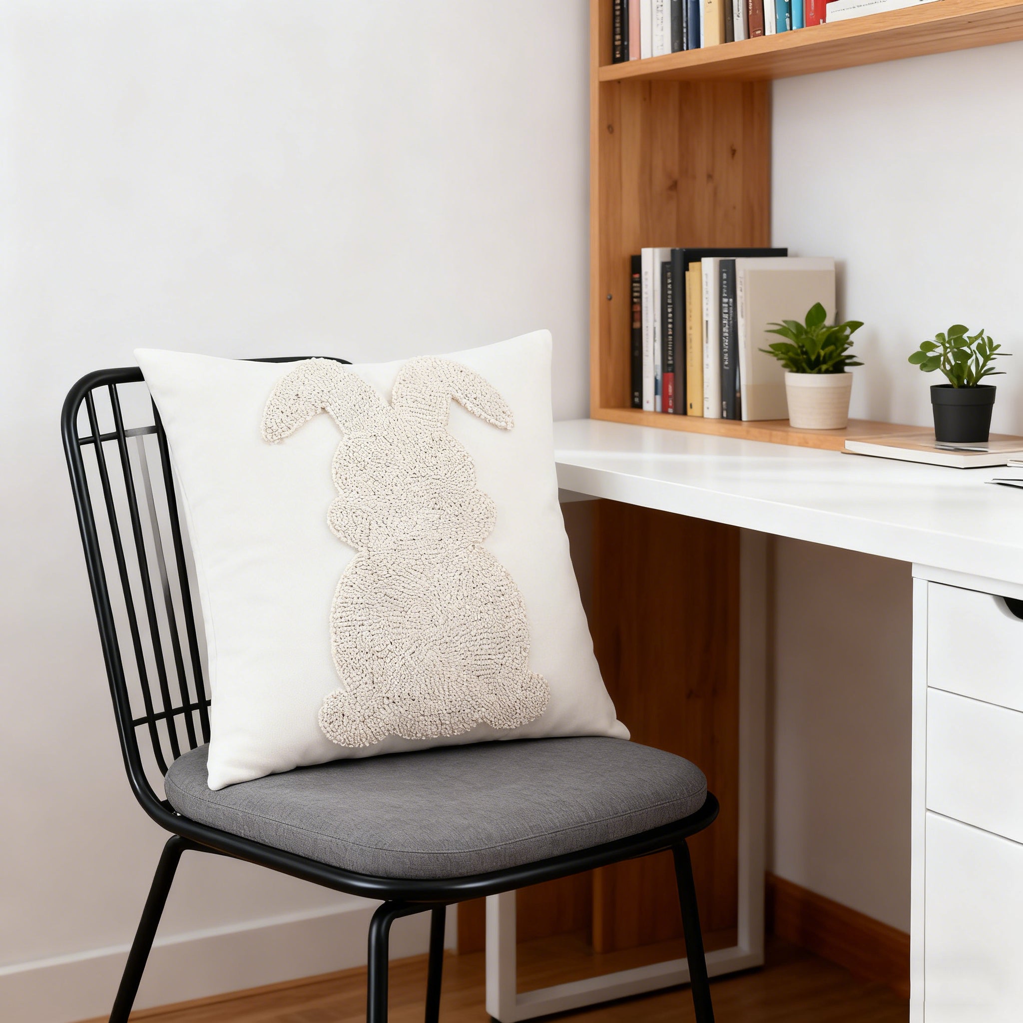 Housse de coussin décorative de Pâques, motif lapin, 45x45 cm, convient pour le salon, la chambre, le canapé (coussin non inclus) - 6