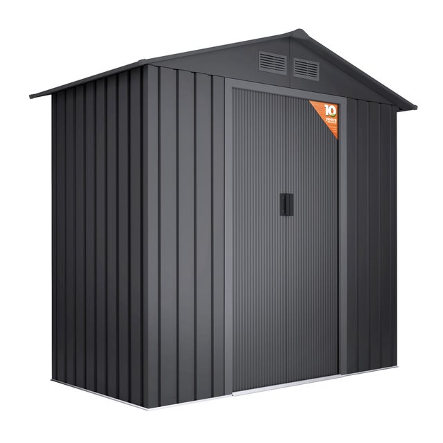 Casetta da giardino in metallo 2,57m2 Visby Dark - Porta scorrevole - Tetto a capanna - Capanno da esterno