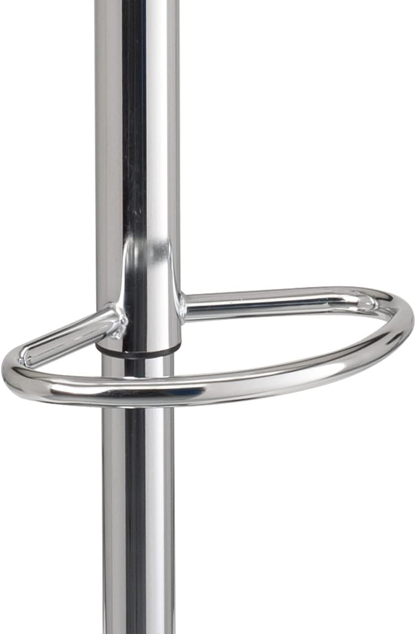 Lot 2 tabourets de bar design, siège petit dossier coussin simili cuir, pivotant, hauteur réglable, pied chrome SIG (gris) - 5