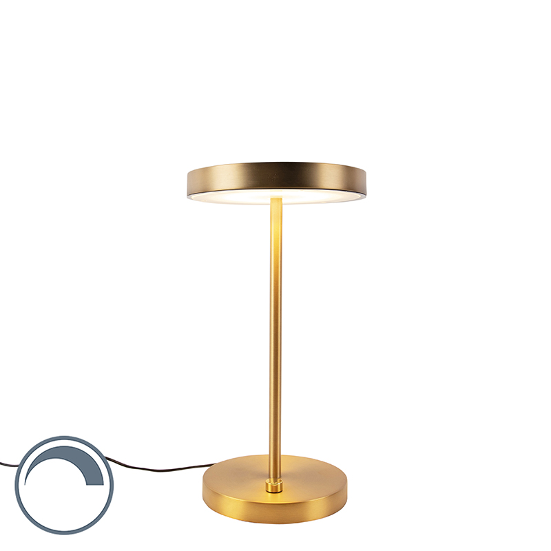 Nowoczesna lampa stołowa brązowa z LED - Disco
