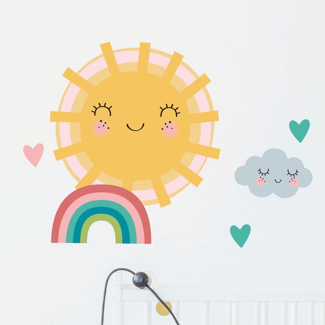 Vinilo sol enamorado del arcoiris - adhesivo de pared - revestimiento sticker mural decorativo - 20x25cm