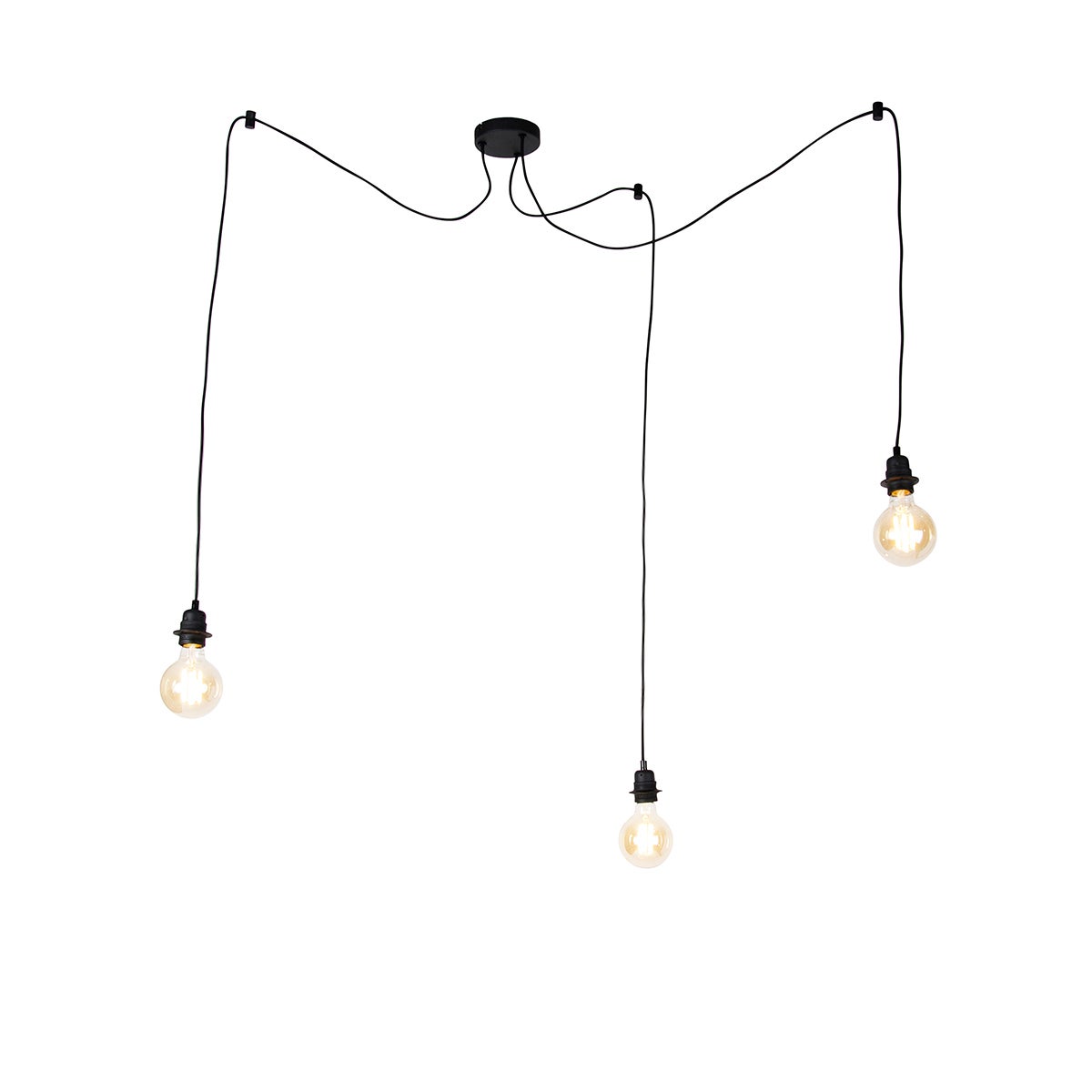 Industrialna lampa wisząca czarna 3-światłowa - Cava
