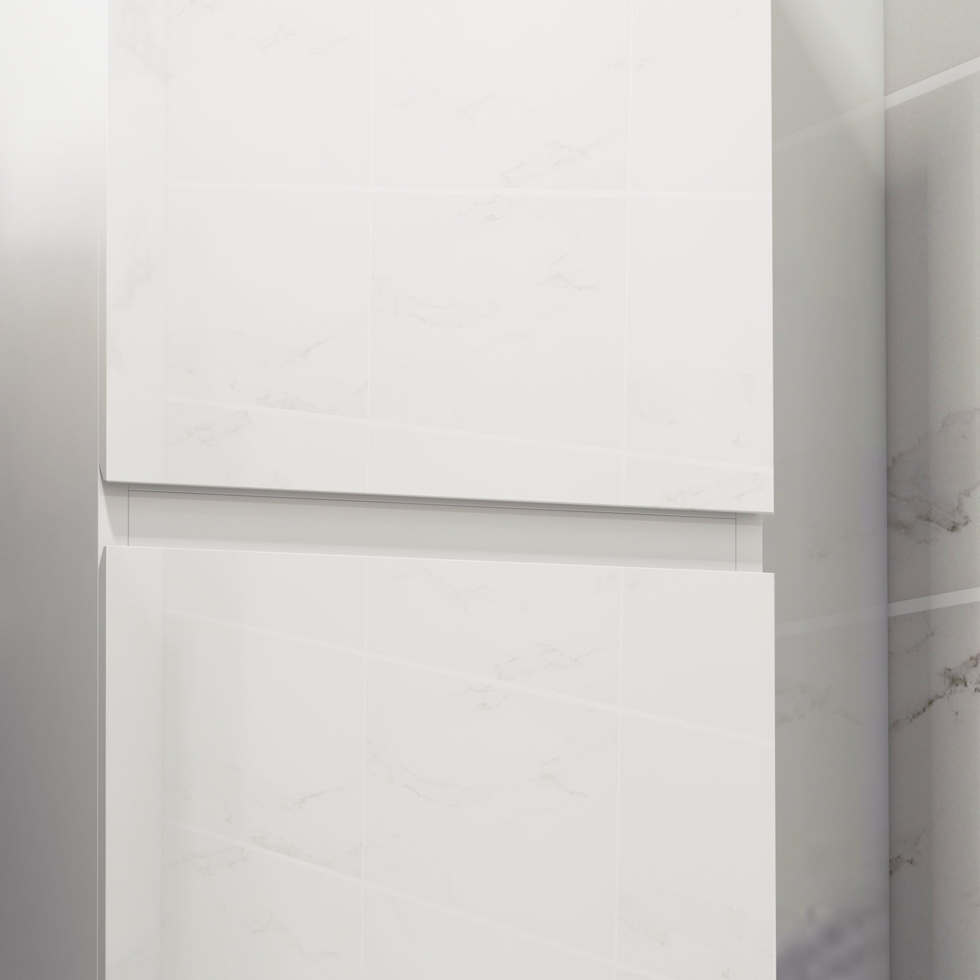 Colonne salle de bain aggloméré blanc laqué kleankin - 9