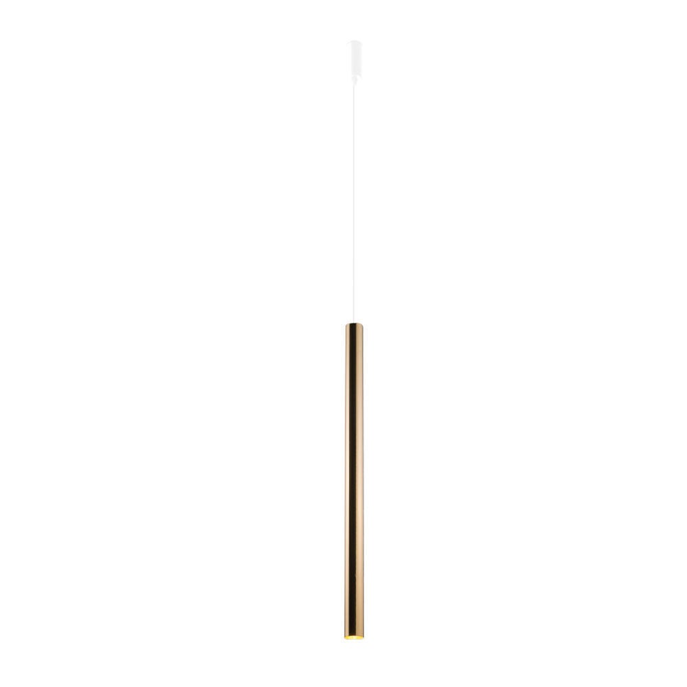 Lampa wisząca Akadi mosiądz polerowano-biała 1xGU10x4W tuba wym: 200 x 4 x 4 cm mosiądz Amplex