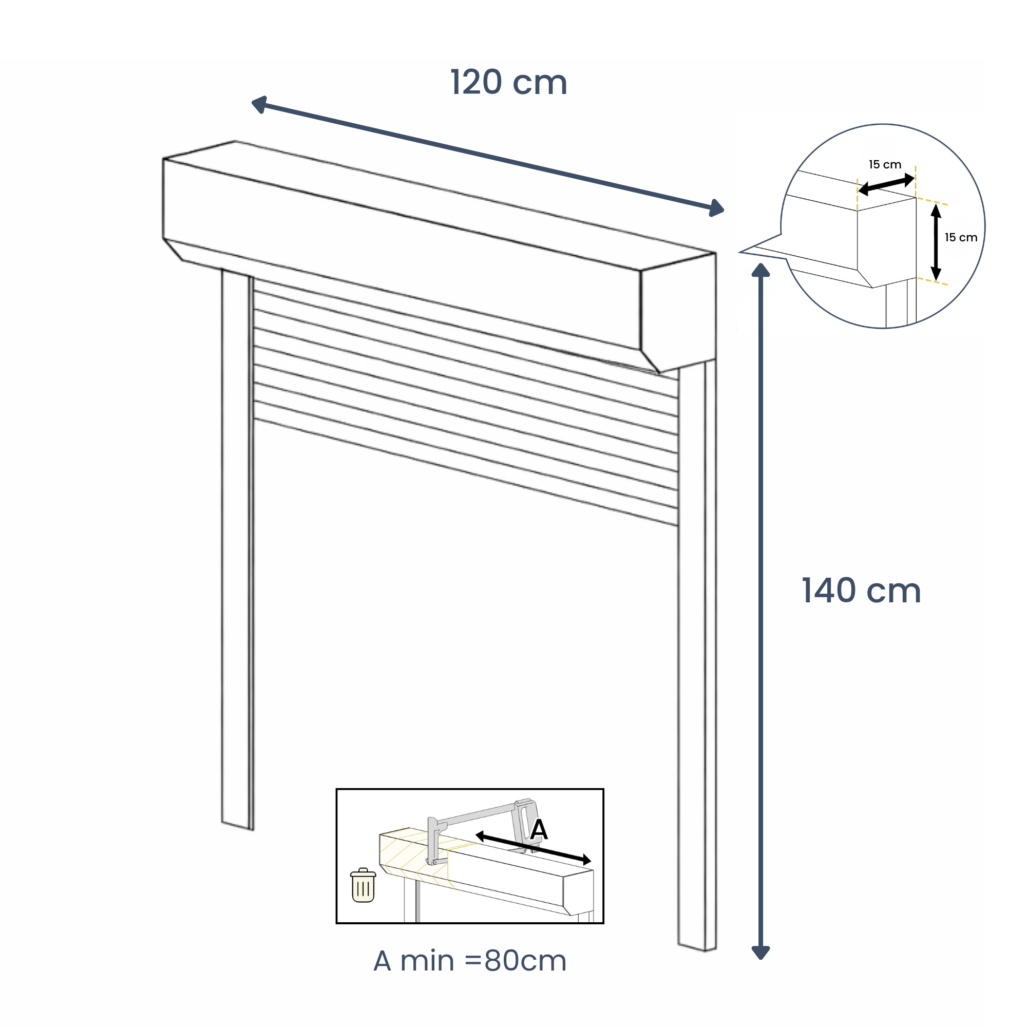 Volet roulant électrique alu. isolé motorisé radio - Recoupable - H.140 x l.120 cm - Blanc - 4