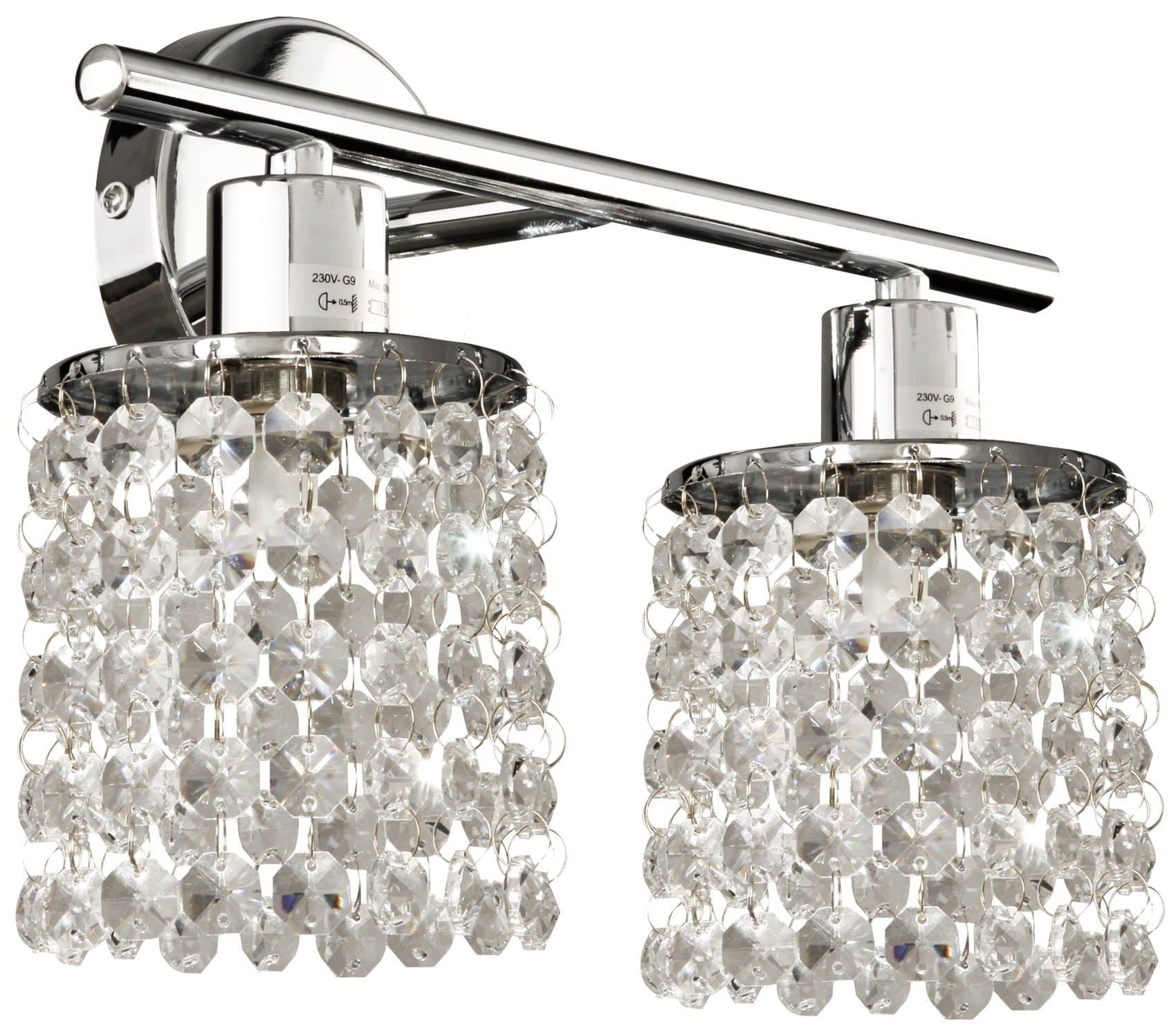 Kinkiet ścienny Royal chromowany przezroczysty 2xG9x40W wym: 25 x 31 x 12 cm kryształ IP20 Candellux