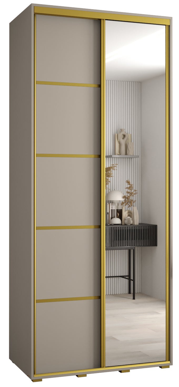 Szafa przesuwna z lustrem wysoka Dakota 5 120 x 45 x 235,2 cm kaszmir + u. Złoty - Abiks Meble