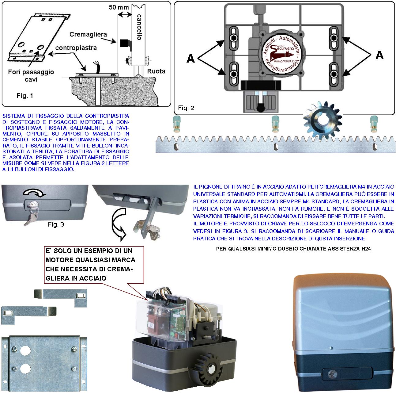 Barre Cremagliera Universale M4 Due Moduli da 1 MT Con 80 Denti in Acciaio Zincato 12X30 mm Portata 22 Q.li Max 30 Q.li Fissaggio Tre Bulloni Per Metr - 3