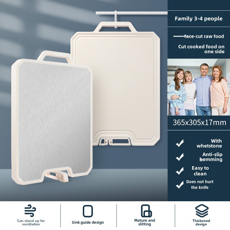 Leroy Merlin Tabla de cortar cocina ,tabla de cortar de acero inoxidable compuesto, de doble cara, cuadrada de tamaño mediano. Acero Inoxidable