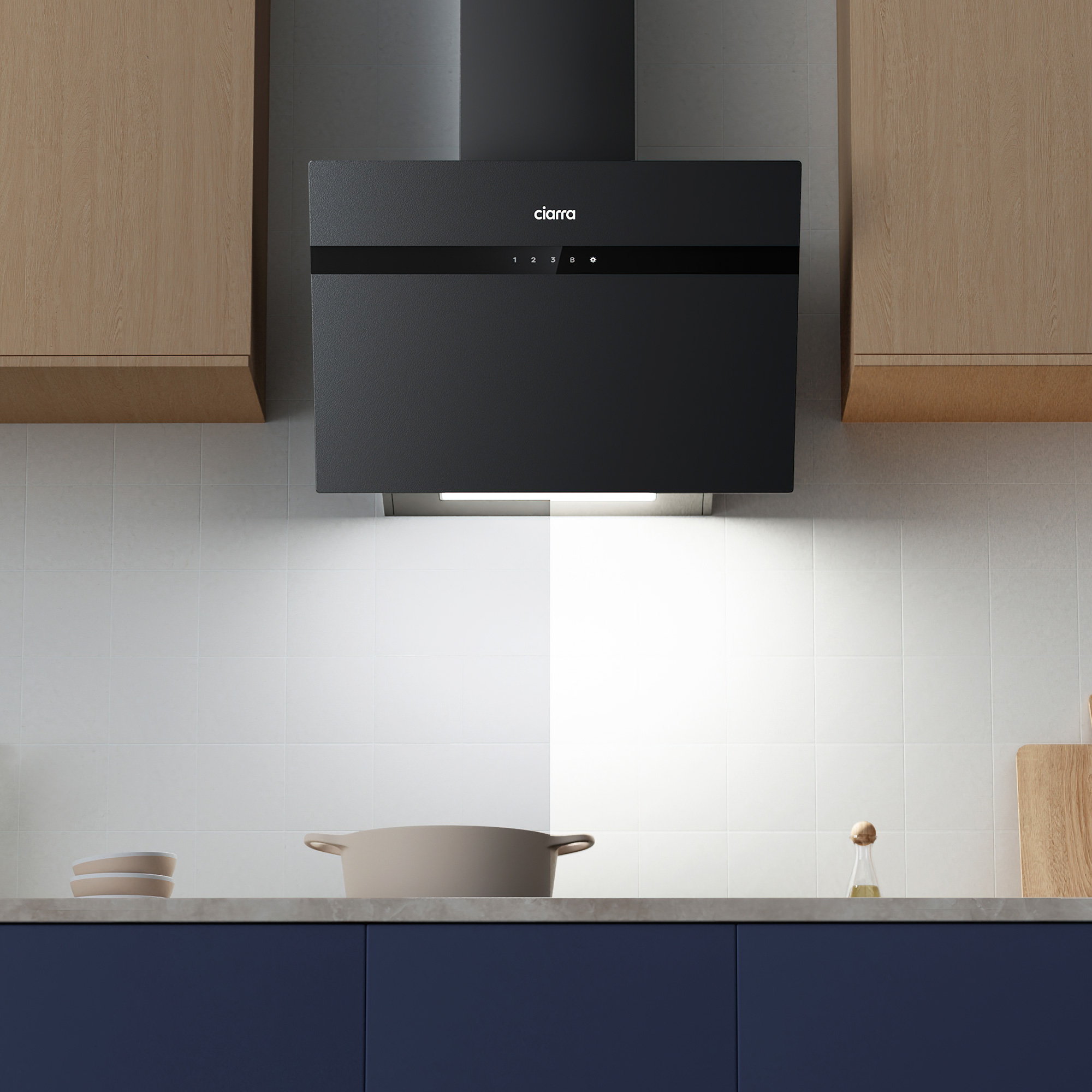 CIARRA Hotte Tactile 60cm APP Contrôle 650 m3/h 4 Classé A+++ Booster Fonction Verre Noir CD6736HG - 4