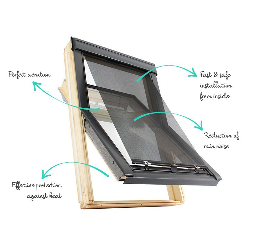 Store extérieur anti-chaleur pare-soleil pour fenêtre de toit – compatible VELUX® 304, M04, 306, M06, 308, M08 - 6