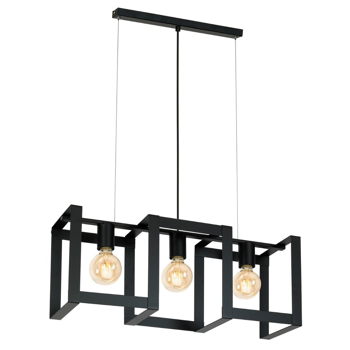 Lampa wisząca Kartel czarny matowy 3xE27x15W wym: 120 x 66 x 18 cm metal Luminex