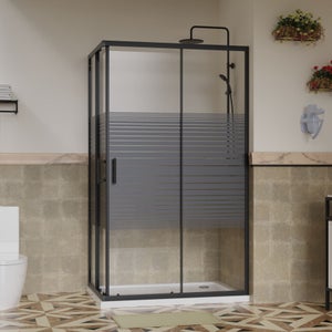 Box Doccia Rettangolare 90x100 Cm - Ante In Cristallo Temperato 6 Mm, Struttura Alluminio, Scorrevoli