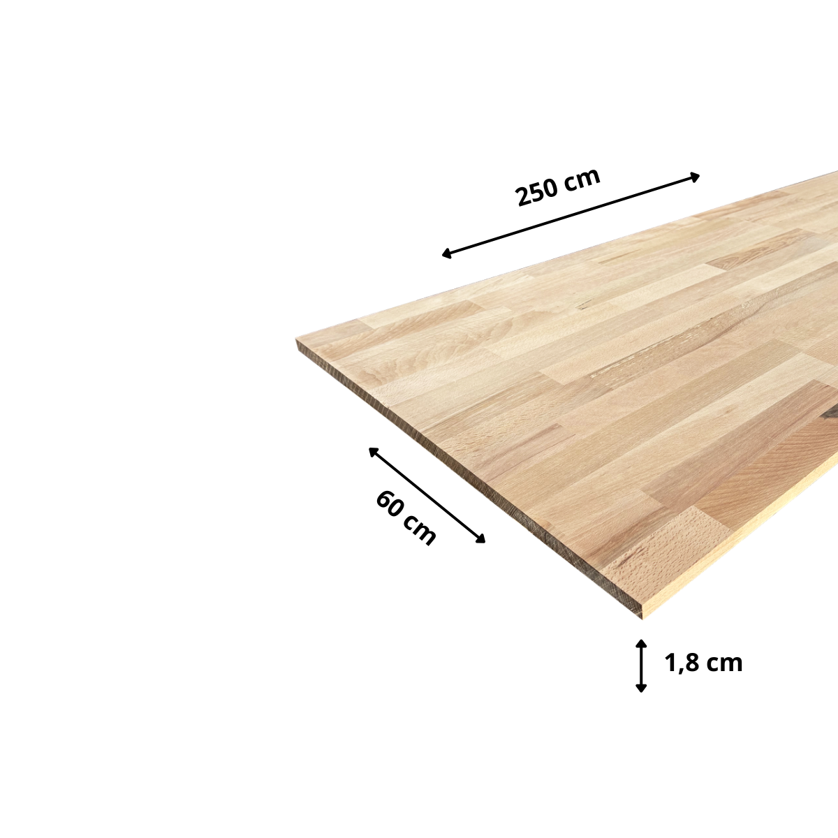 Tablette Hêtre Massif Lamellé Collé Abouté, L.250 cm x l.60 cm, Ep.18 mm - 4