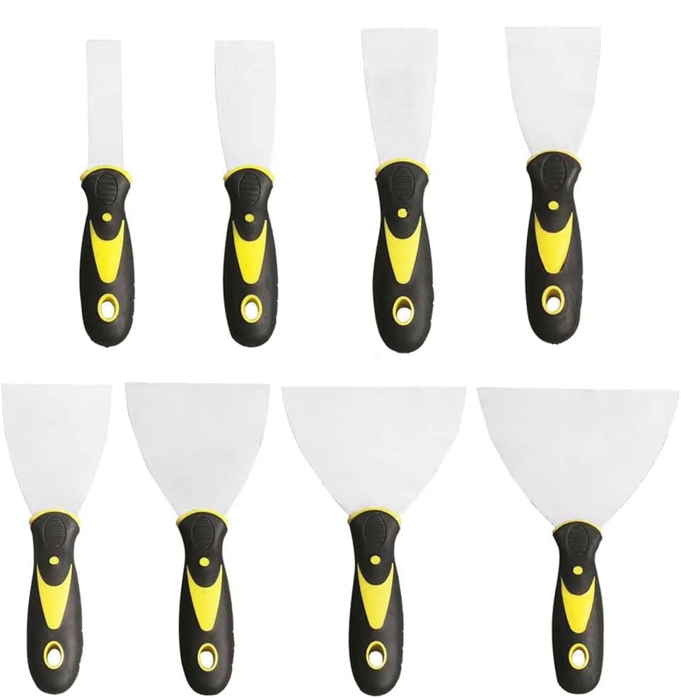 Zestaw 8 szpachelek do ścian, skrobaki ze stali nierdzewnej