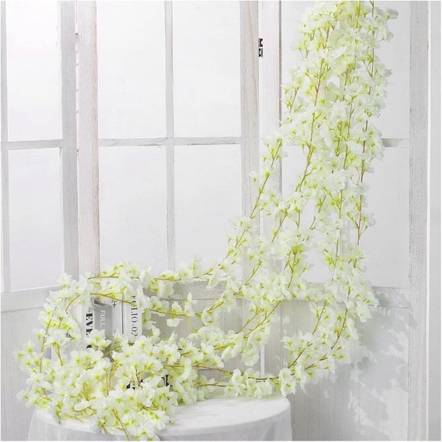 6 peças de vime com flores artificiais de 1,8 m - Decoração/eventos ao ar livre (casamento/festa) - resistente às intempéries e aos raios UV