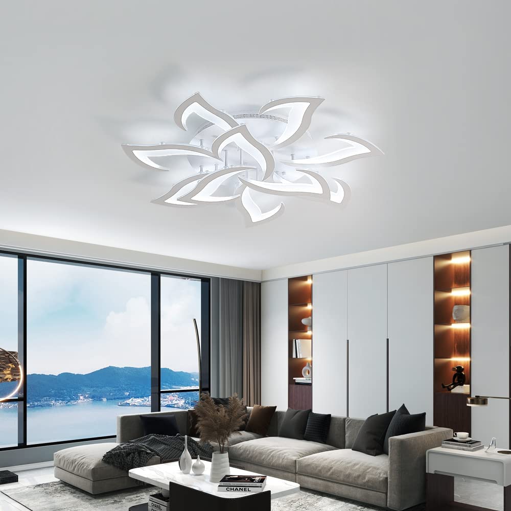 COMELY Plafonnier LED Dimmable 84W 9450LM, Lampe de Plafond Moderne en Forme de Pétale 3000K-6500K, Luminaire Créatif pour Salon,Chambre,Hall d’Entrée - 3