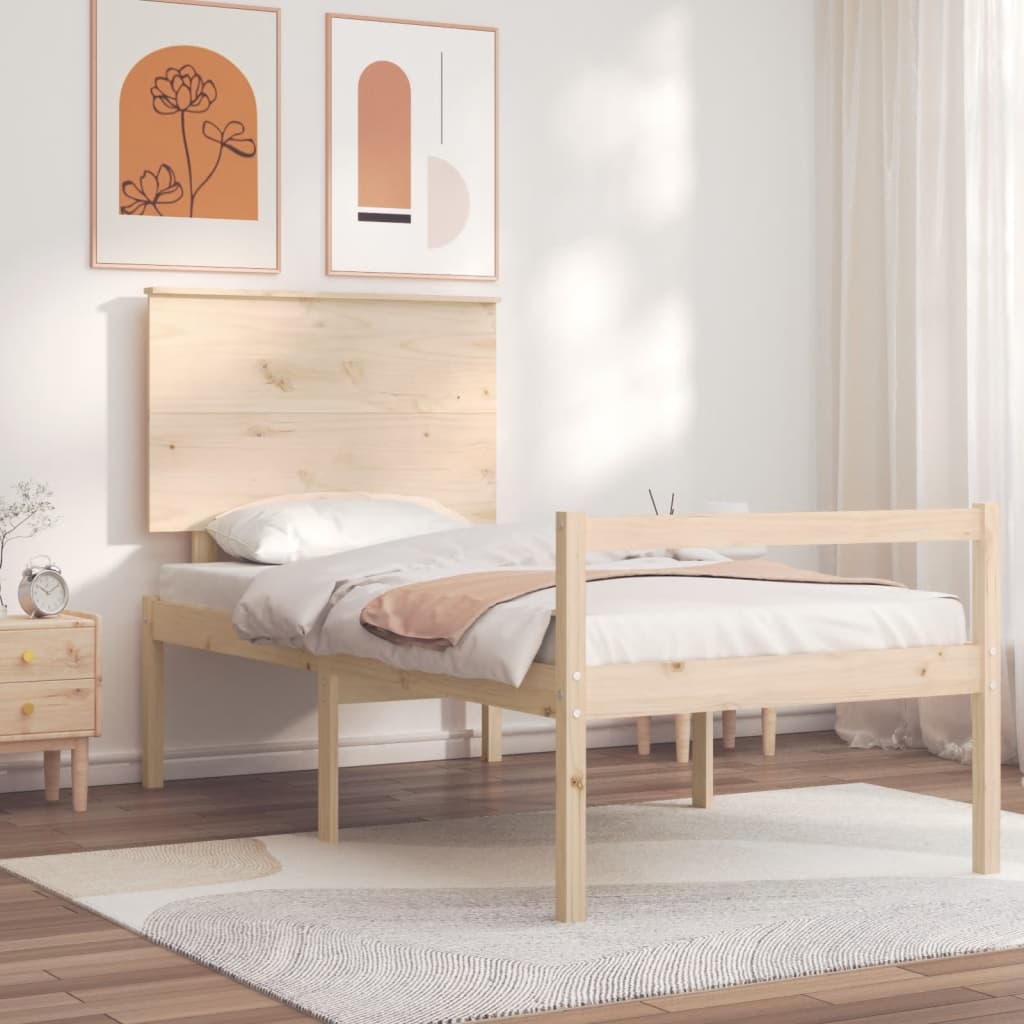 Erst-Holz Robusto Letto Singolo 100x200 In Pino Massello Bianco Con Doghe In Betulla, Altezza Regolabile, Per Anziani