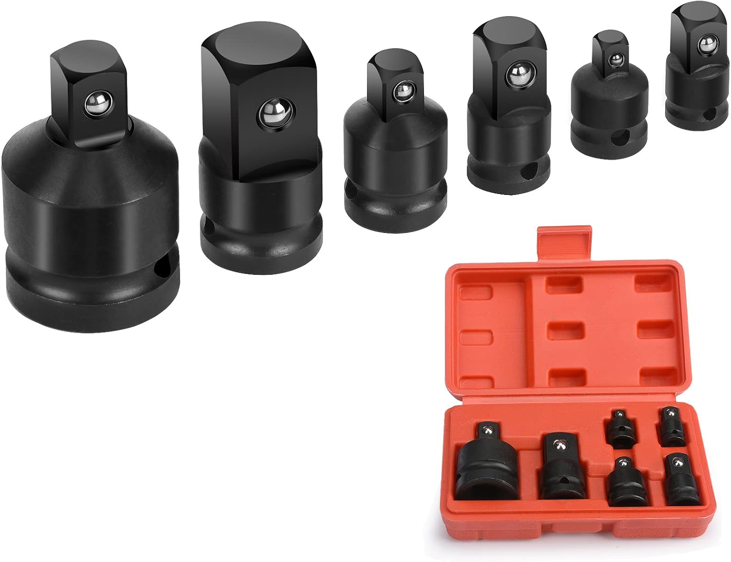 Zestaw 6 adapterów redukcyjnych do kluczy nasadowych 1/4", 3/8", 1/2", 3/4"