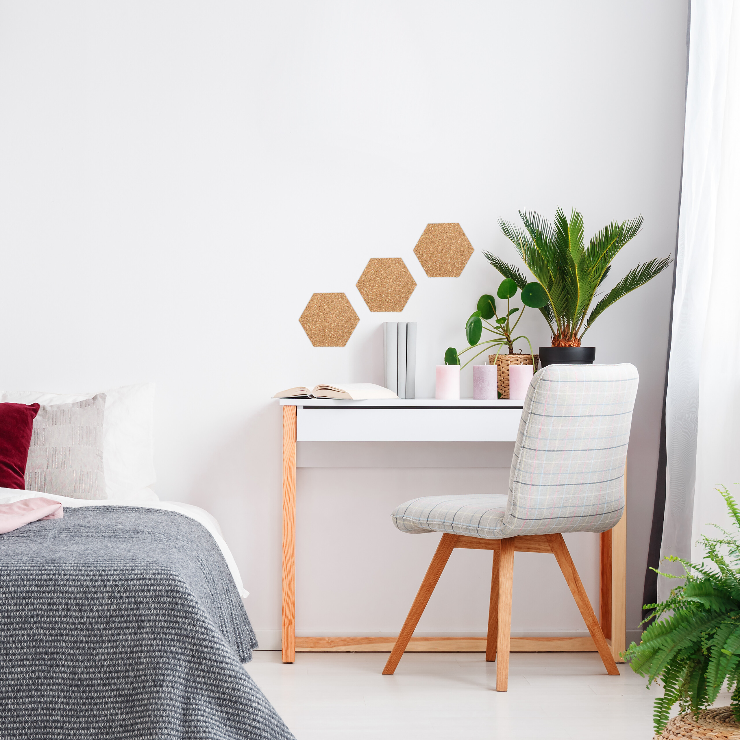 Tikea Lot De 6 Tableaux D'affichage Hexagonaux En Feutre Autocollants à Suspendre Pour Maison, Bureau, Salle De Classe, Décoration Murale Avec Punaises 25,9 X 30 Cm, Dégradé De Couleur