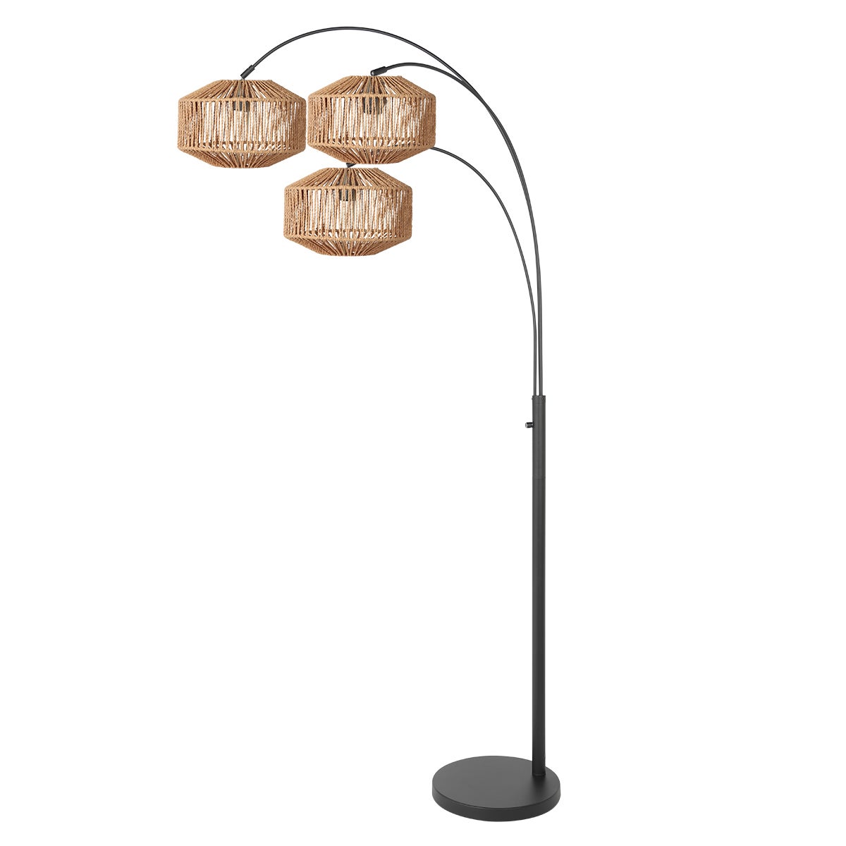 Steinhauer - lampada da terra - Sparkled Light - naturale nero - cotone metallo - lampada ad arco - E27 - 4496ZW - 2