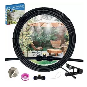 Kit Brumisateur De Terrasse 10 Ou 18 Mètres - Tuyau PU Avec Buses, Sans électricité, Pour Rafraîchir