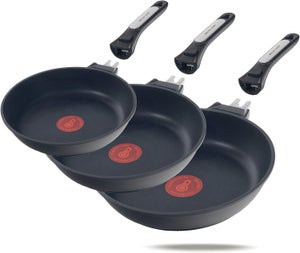 MAGNANI Set van 6 RVS pannen inclusief deksel, Voor alle warmtebronnen, RVS pannen met glazen deksels, Inclusief 16 cm steelpan, 20 cm soeppan, 24 cm koekenpan, 16/18/20 cm kookpan, Hittebestendige