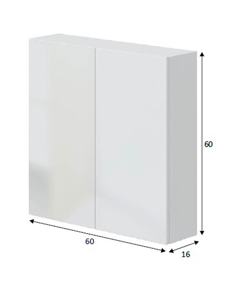 Armoire suspendue de salle de bain 60 cm avec 2 portes coloris blanc - Longueur 60 x Profondeur 16 x Hauteur 60 cm - 2