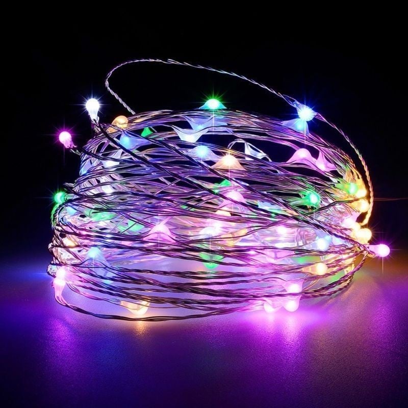 Instalatie de Craciun Flippy LED multicolor, 100 becuri, 10 m, cu baterii si telecomanda