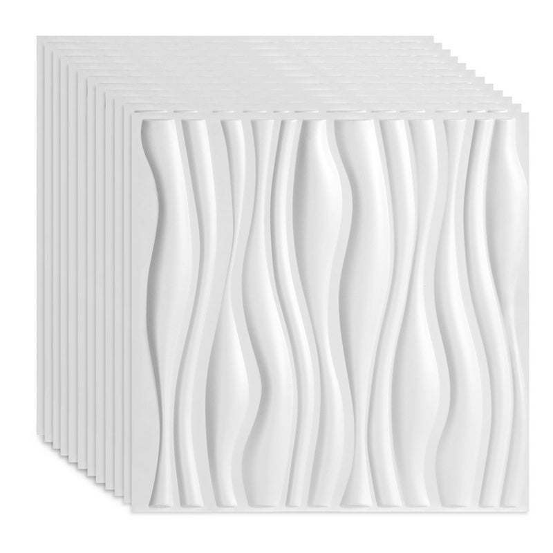 Naklejki ścienne 3D na płytki, wodoodporne i odporne na wilgoć, opakowanie 12 sztuk, 50 x 50 cm, białe