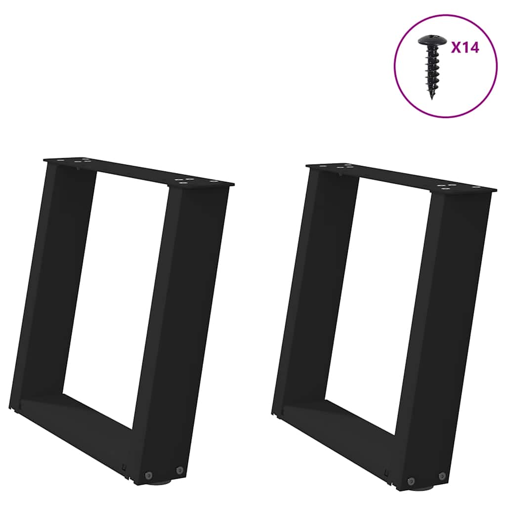 Nogi do stolika kawowego w kształcie litery U 2 szt. Czarne 50x(42-43) cm Stal vidaXL