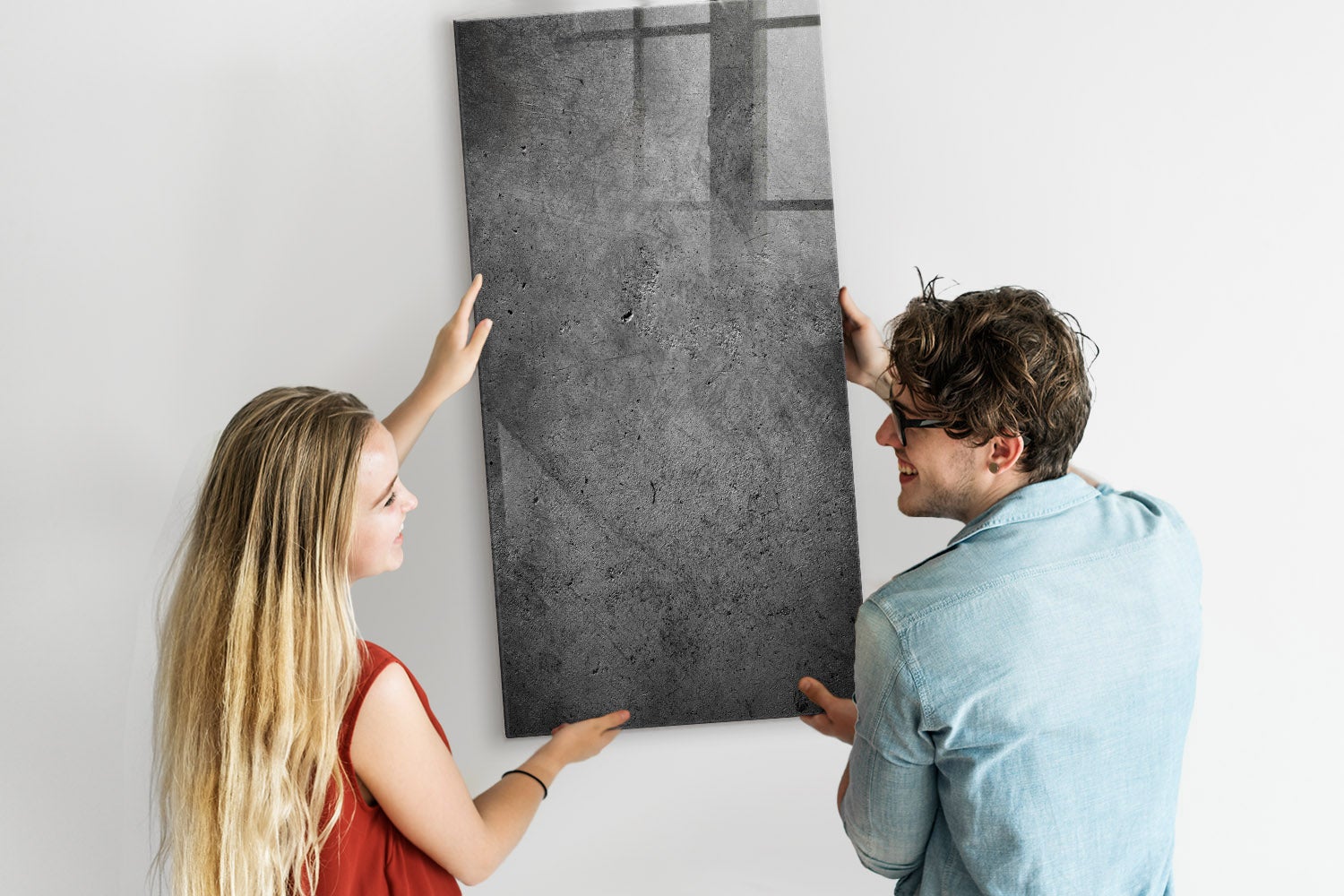 Tableau magnétique mural, Tulup - 60x120 cm - Béton, 5 aimants, une éponge, un marqueur blanc - 2