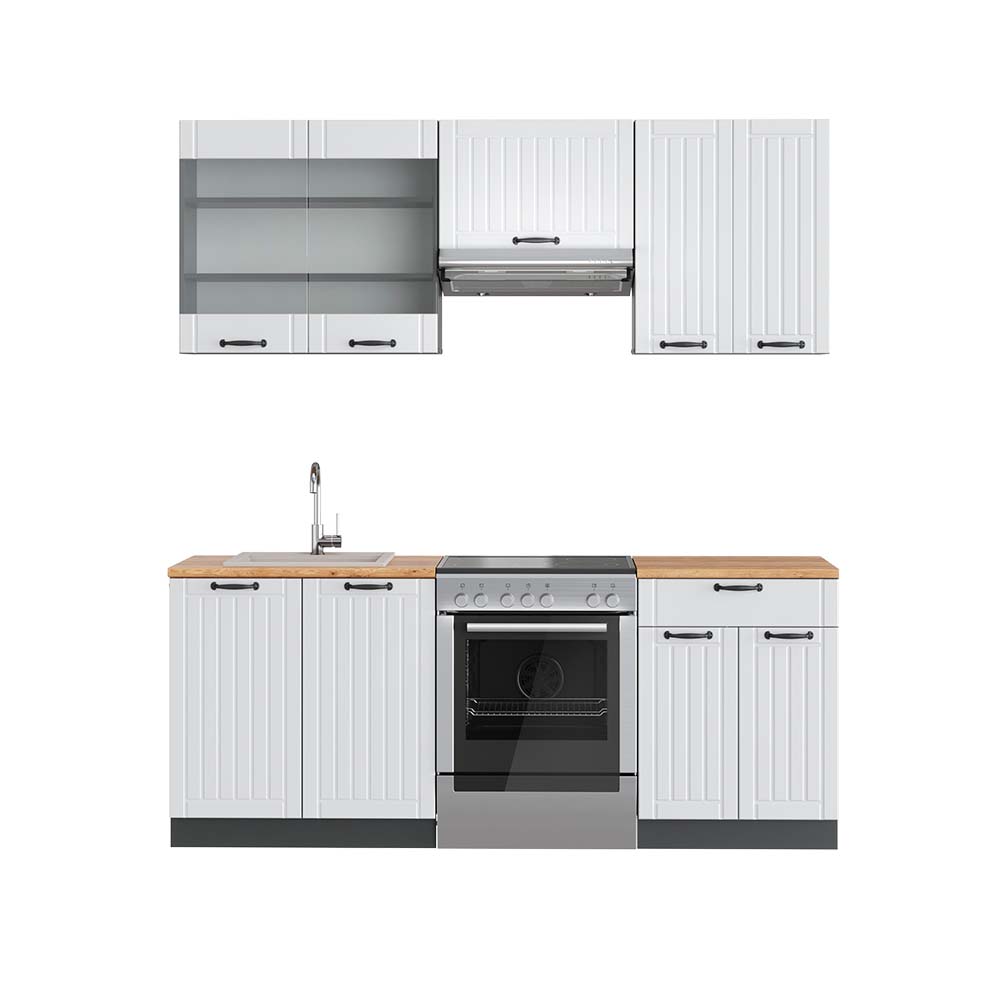 Vicco Aneks kuchenny Fame-Line, Biały dworek/antracyt, 200 cm , BP Dąb