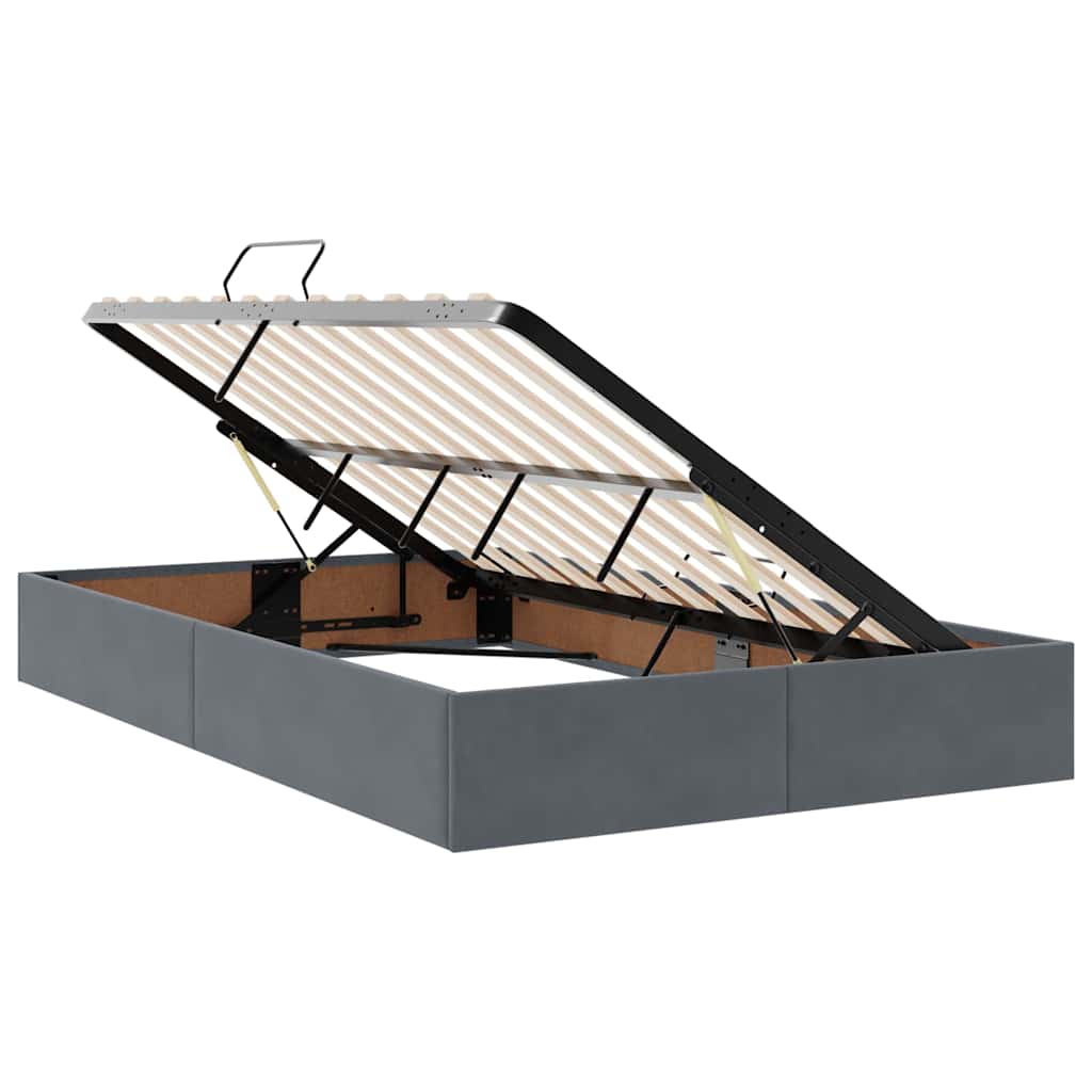 Lit avec rangement et matelas, gris foncé, 120 x 200 cm, velours - 6