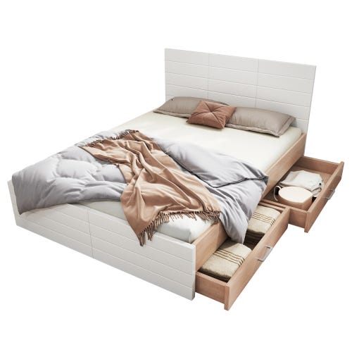 Letto Matrimoniale In Legno 160x200 Cm Con 2 Cassetti Struttura Letto letto-matrimoniale-in-legno-160x200-cm-con-2-cassetti-struttura-letto