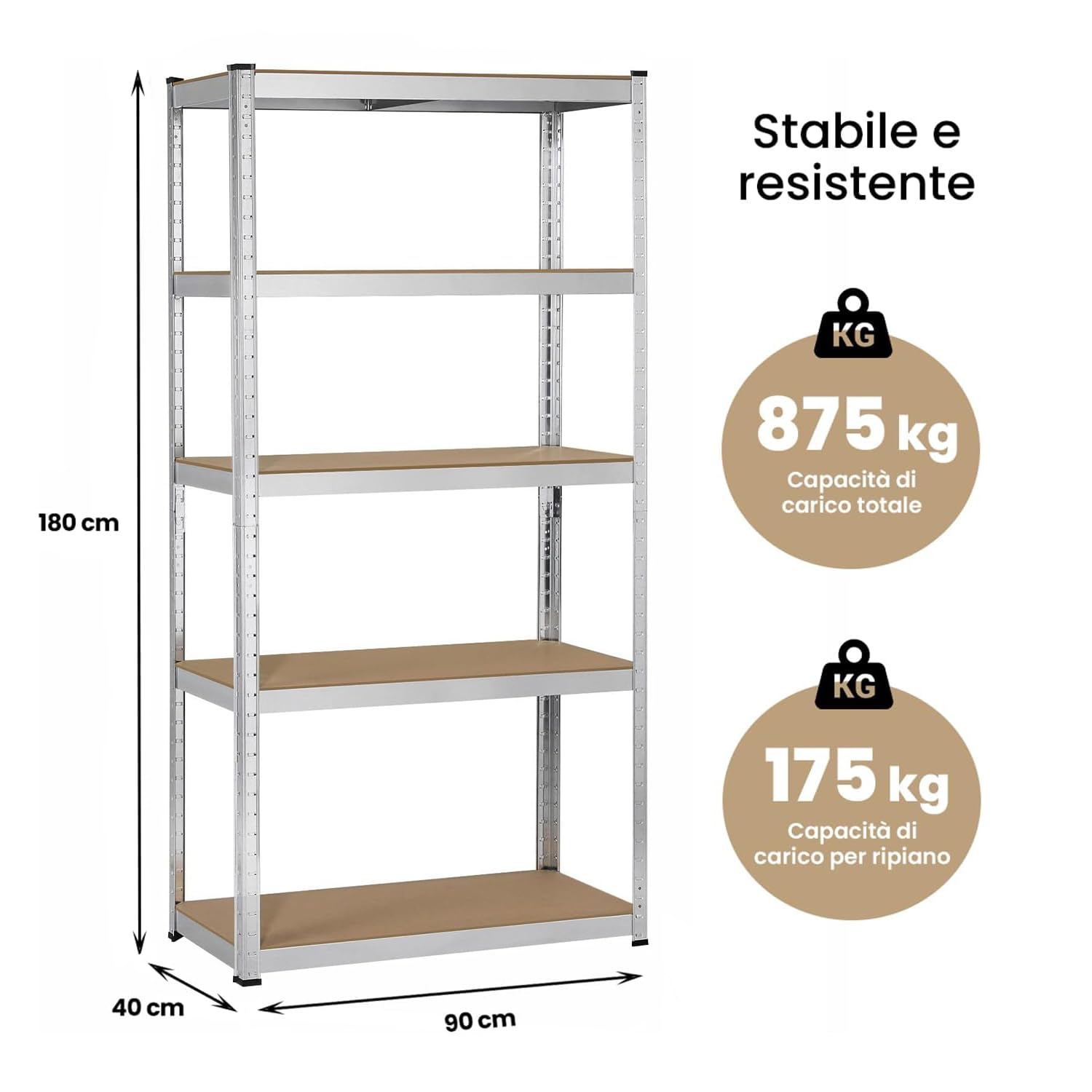 Set da 2 scaffale in metallo bianco con 5 ripiani da 875 kg - 8