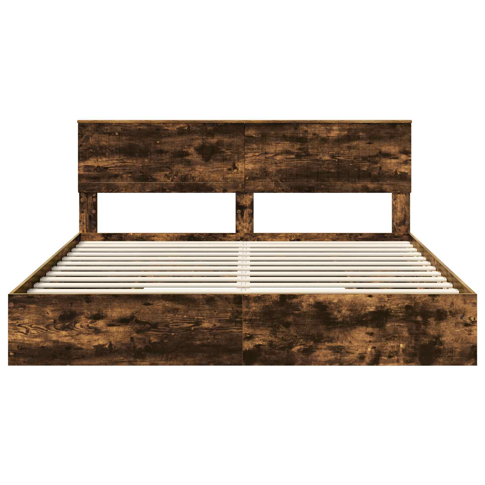 Lit avec rangement, panneau de bois, chêne fumé, pour la chambre, 180 × 200 cm - 8