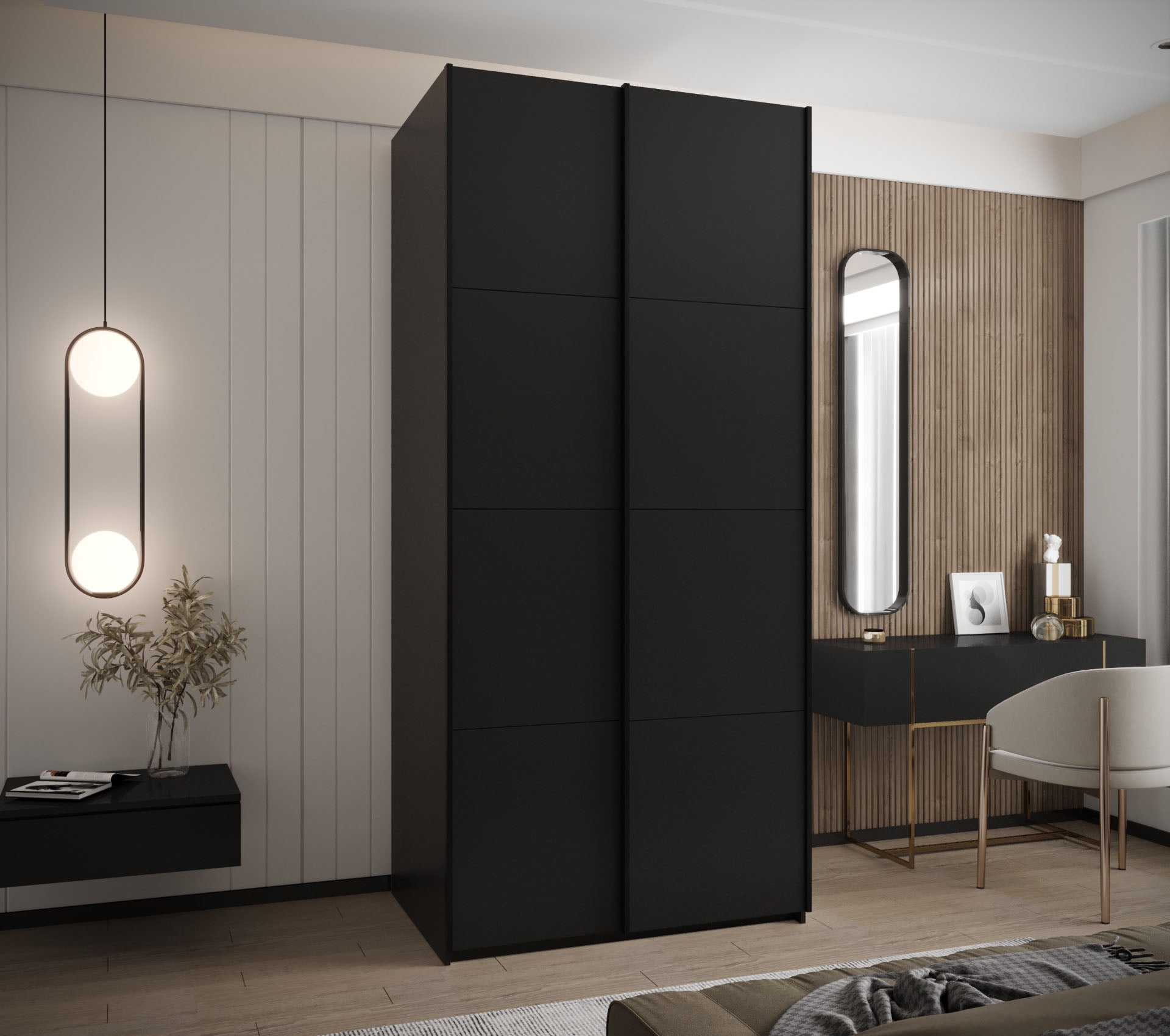 Szafa przesuwna wysoka Lux 1 100 x 64 x 245,5 cm czarny + czarny + u. czarny - Abiks Meble - 2