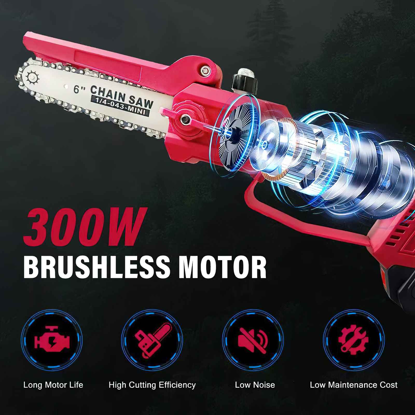 Scie et sécateur électriques 300W – Kit 4+1 lames, 3 modes, 2 batteries – Coupe-branches sans fil pour jardinage, bricolage et usage professionnel - 5