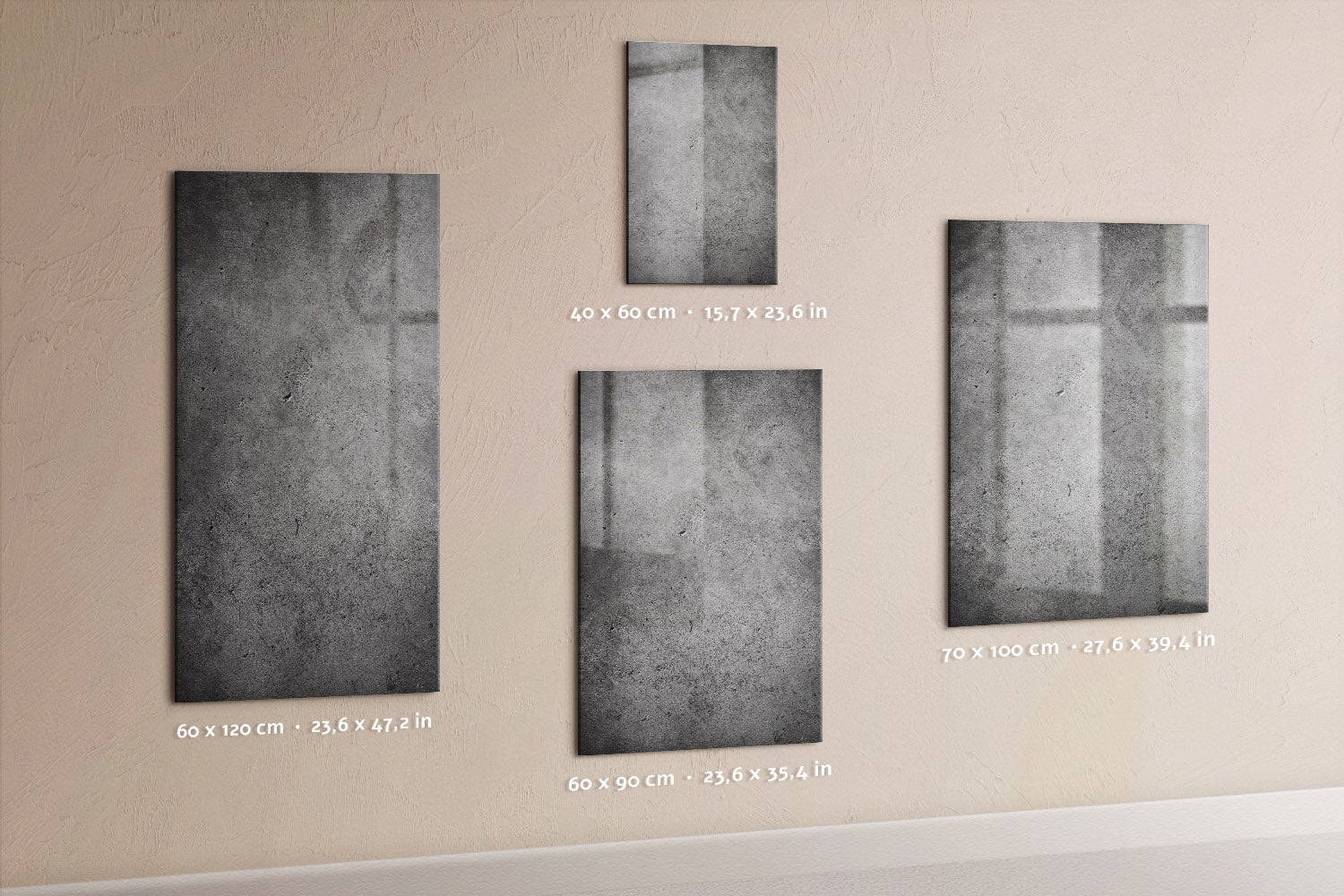Tableau magnétique mural, Tulup - 60x120 cm - Béton, 5 aimants, une éponge, un marqueur blanc - 4