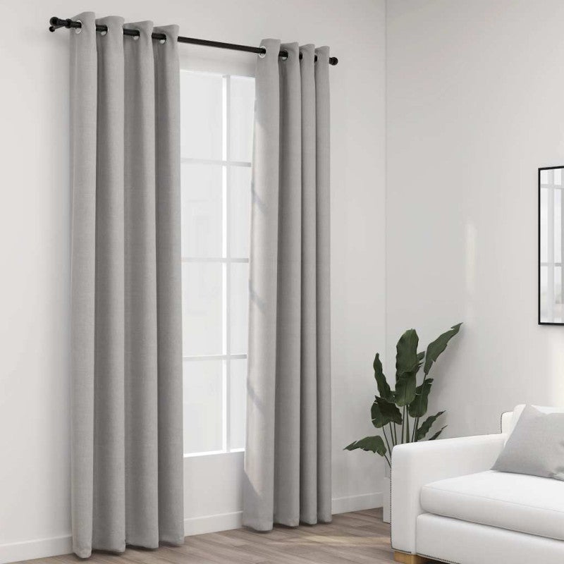 Zasłony stylizowane na lniane, 2 szt., szare, 140x245 cm vidaXL