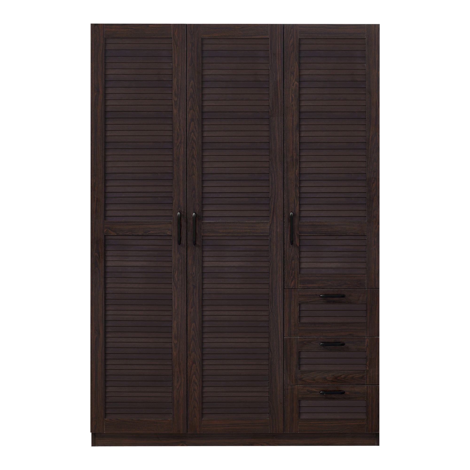 Armoire de chambre Finning 4 étagères 3 tiroirs MDF 176 x 120 x 52 cm effet noyer foncé [en.casa] - 5