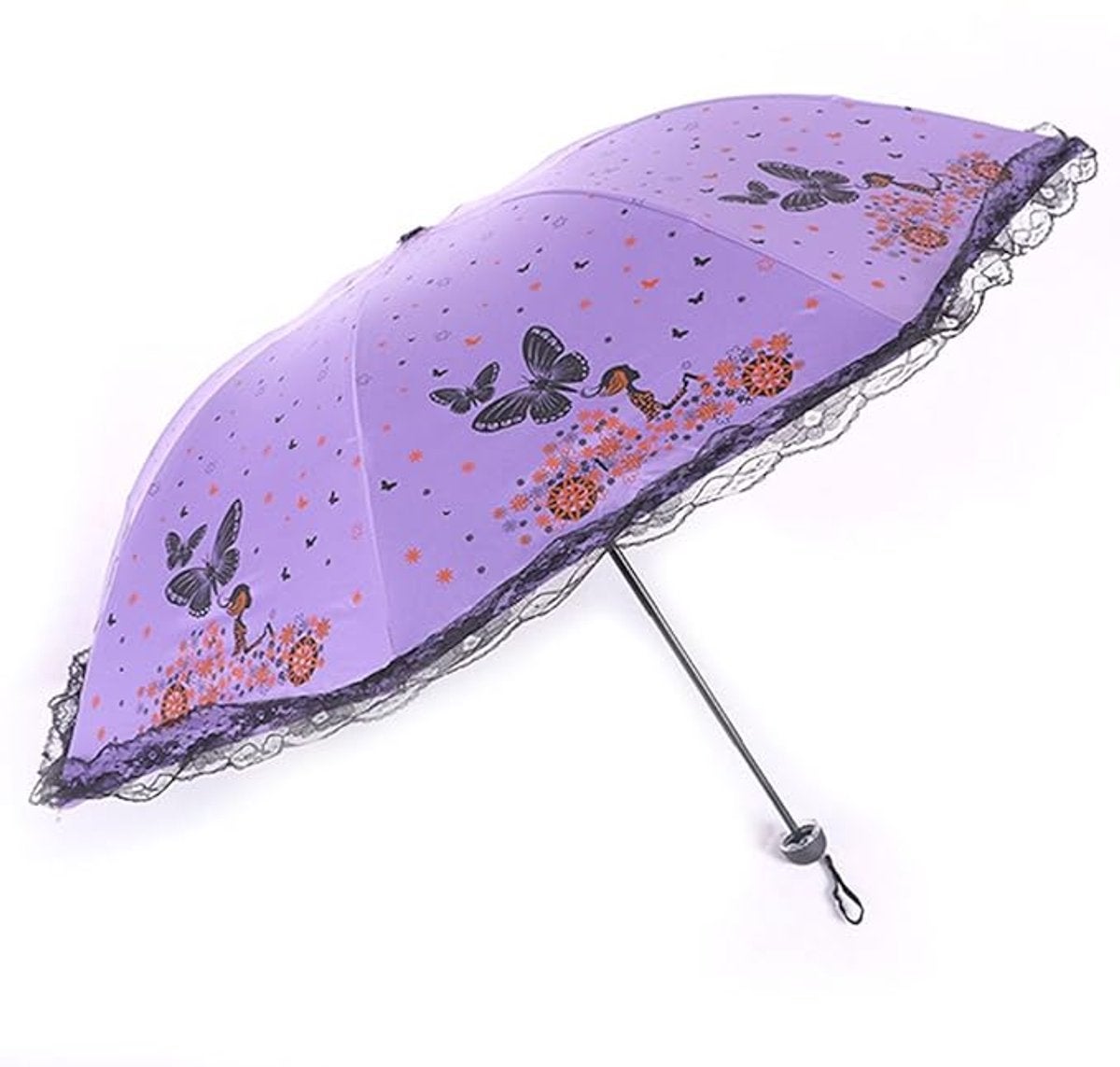 Umbrelă UV, parasolar pliabil mic și ușor 210T, parasolar 8, design în formă de os, model pentru femei (violet).