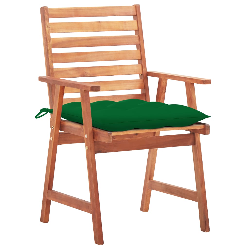 Chaises à dîner d'extérieur 3 pcs avec coussins Acacia massif 26 - 2
