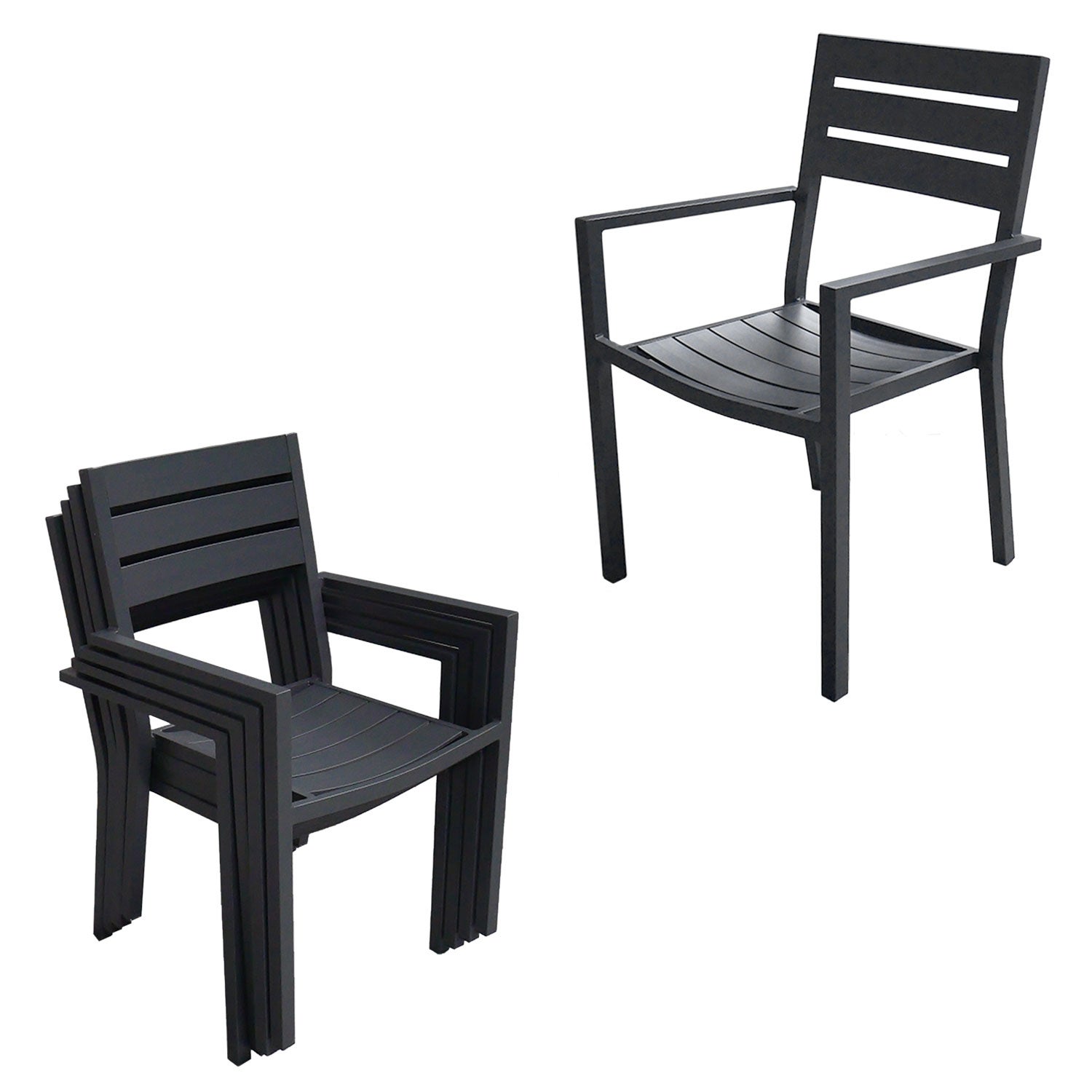 Salon de jardin anthracite aluminium 10 places VENEZIA extensible 132/264 - 3
