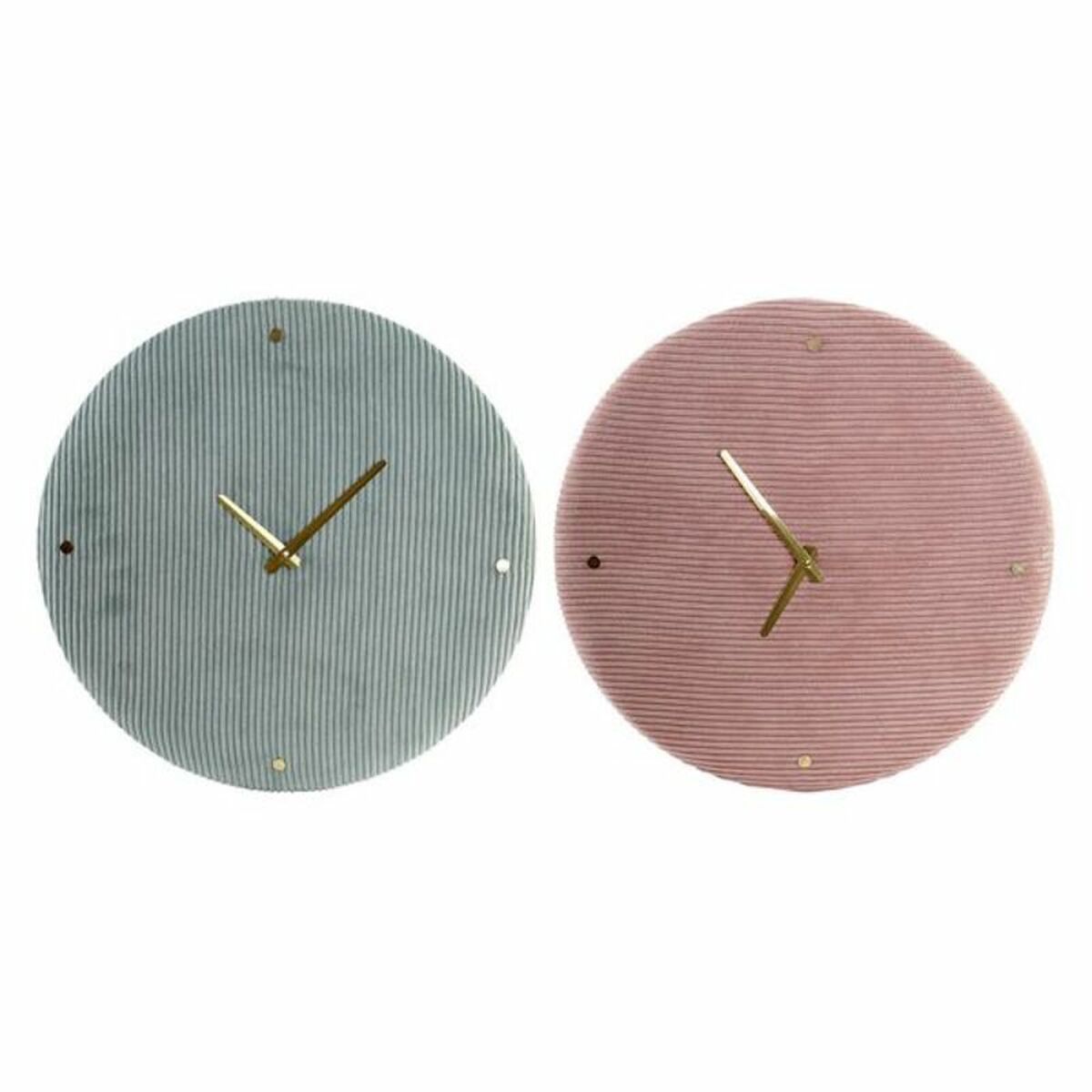 Reloj de pared dkd home decor 40,5 x 5,5 x 40,5 cm rosa verde (2 unidades) 8424001639977 s3009880 dkd home decor