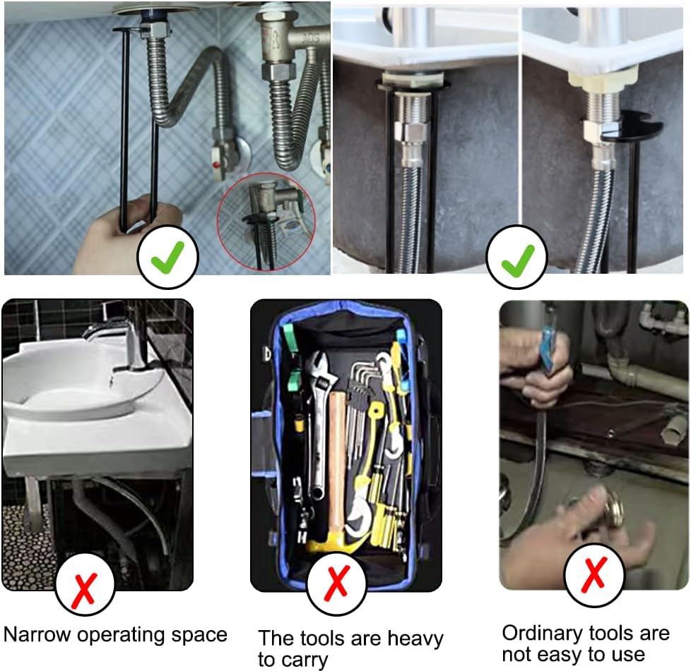 Lot de 2 clés de robinet - 7 tailles, multifonctionnelles - pour robinetterie de réparation d'évier, de salle de bain, de cuisine - 5