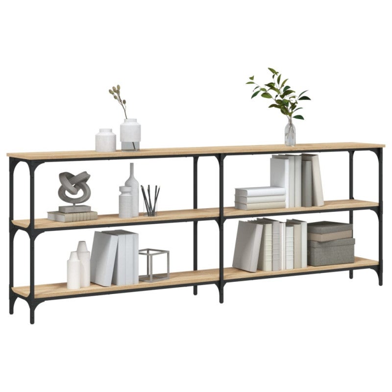 Table console chêne sonoma 200x29x75 cm bois d ingénierie - 3