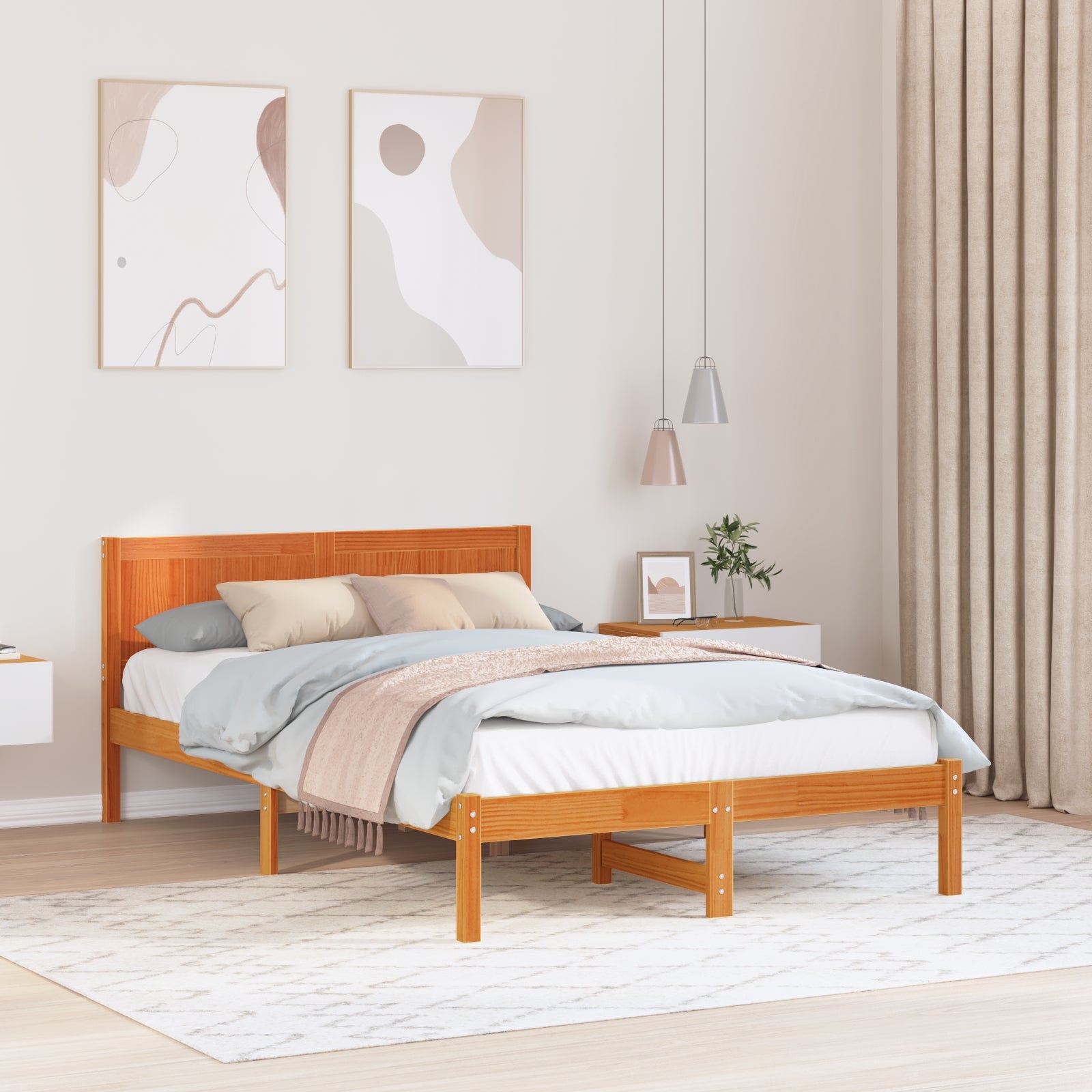 Ramka łóżka Brązowy 120 x 190 cm Lite drewno sosnowe vidaXL