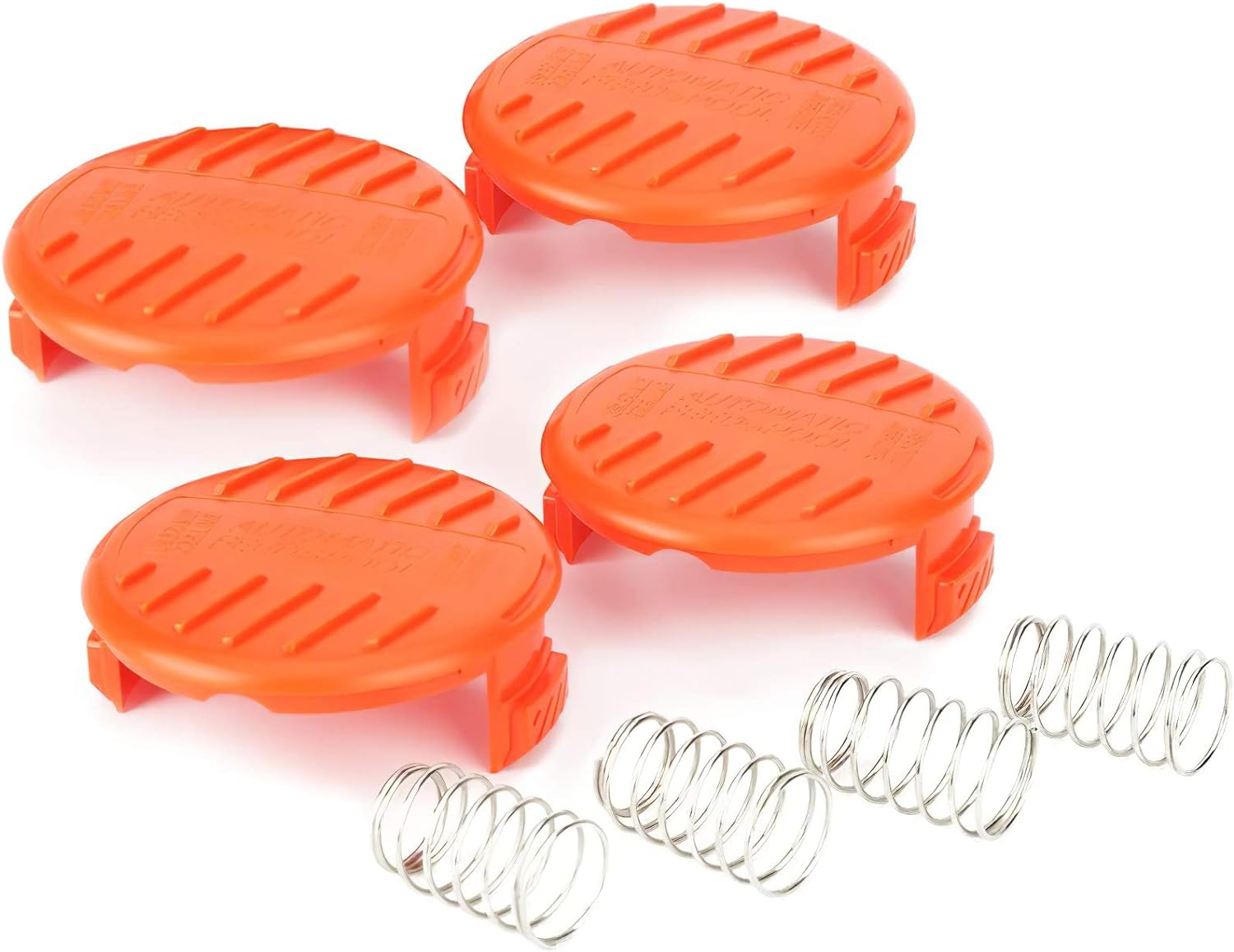 Zamienne pokrywki szpulki do podkaszarki, kompatybilne z podkaszarkami Black + Decker, (4 pokrywki szpulki + 4 sprężyny)